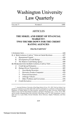The Siskel and Ebert of Financial Markets?: Two Thumbs Down for the Credit Rating Agencies