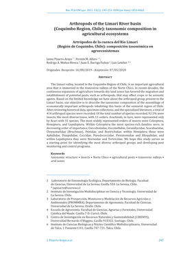 Arthropods of the Limarí River Basin (Coquimbo Region, Chile): Taxonomic Composition in Agricultural Ecosystems