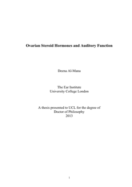 Ovarian Steroid Hormones and Auditory Function