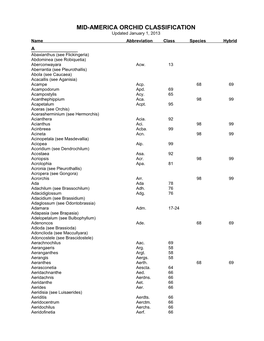 Mid-America Orchid Classification