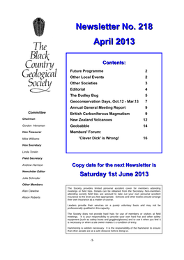 Newsletter No. 218 April 2013