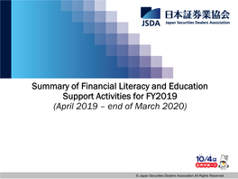 Financial Literacy and Education Support Activities Report (2020)