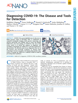 Diagnosing COVID-19: the Disease and Tools for Detection ◆ ◆ ◆ ◆ Buddhisha Udugama, Pranav Kadhiresan, Hannah N