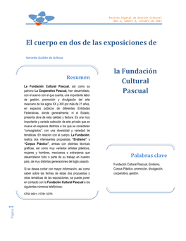 El Cuerpo En Dos De Las Exposiciones De La Fundación Cultural Pascual