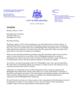 01.11.20 Letter to Mayor Kenney Regarding Capitol Insurrection