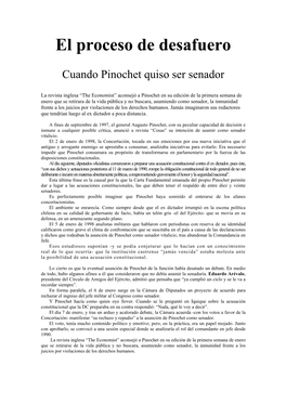 Cuando Pinochet Quiso Ser Senador