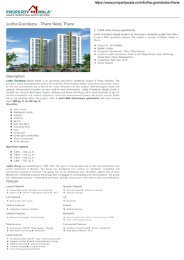 Lodha Grandezza - Thane West, Thane 2, 3 BHK Ultra-Luxury Apartments