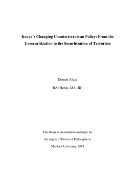 Kenya's Changing Counterterrorism Policy: from the Unsecuritization To