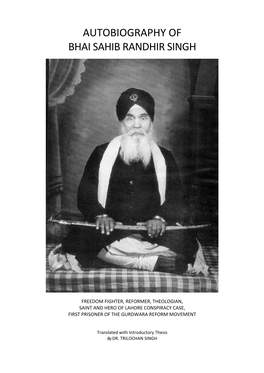 Autobiography Bhai Sahib Randhir Singh Ji