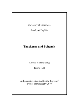 Thackeray and Bohemia