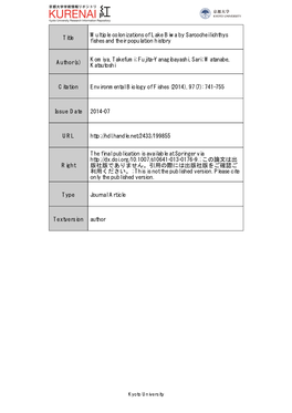 Title Multiple Colonizations of Lake Biwa by Sarcocheilichthys Fishes