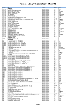 Reference Library Collection Effective 4 May 2016