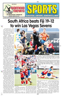 South Africa Beats Fiji 19-12 to Win Las Vegas Sevens