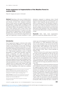 Avian Responses to Fragmentation of the Maulino Forest in Central Chile