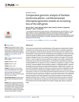 Chloroplast Genomes Reveals an Increasing Loss of the Ndh Genes