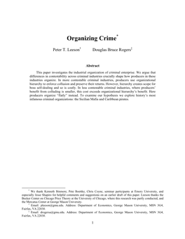 Organizing Crime*