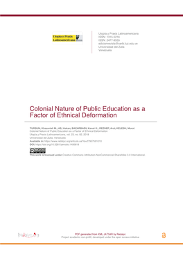 Colonial Nature of Public Education As a Factor of Ethnical Deformation