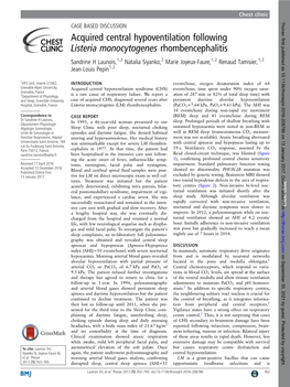 Acquired Central Hypoventilation Following Listeria Monocytogenes