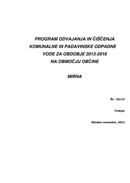 Program Odvajanja in Čiščenja Komunalne In