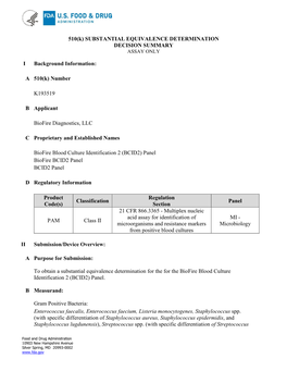 Decision Summary Assay Only