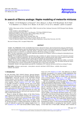 In Search of Bennu Analogs: Hapke Modeling of Meteorite Mixtures F