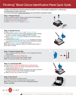 Filmarray® Blood Culture Identification Panel Quick Guide