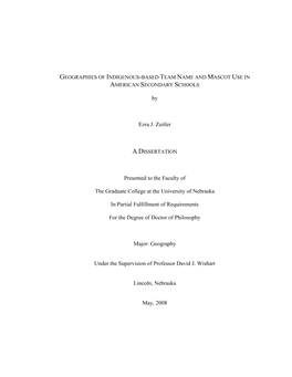 Geographies of Indigenous-Based Team Name and Mascot Use in American Secondary Schools