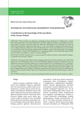Materiały Do Poznania Mykobioty Wielkopolski