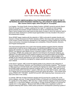 Asian Pacific American Media Coalition Issues Report