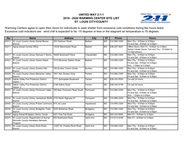 2020 WARMING CENTER SITE LIST ST. LOUIS CITY/COUNTY Warming