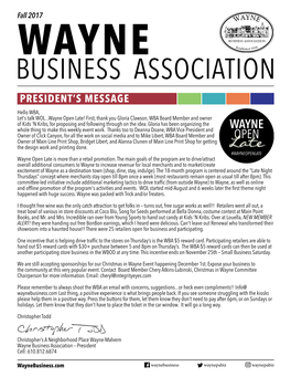 Wayne Business Association President’S Message