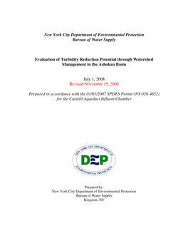 New York City Department of Environmental Protection Bureau of Water Supply