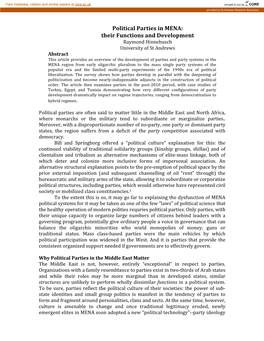 Political Parties in MENA
