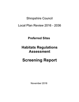 Preferred Sites Habitats Regulations Assessment Screening Report