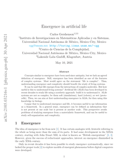 Emergence in Artificial Life