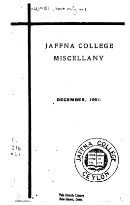 Jaffna College Miscellany