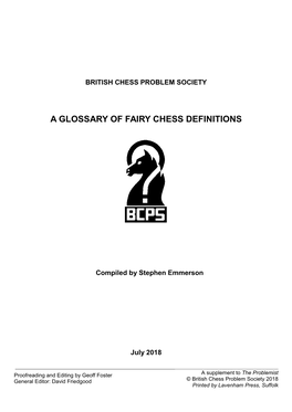 A Glossary of Fairy Chess Definitions