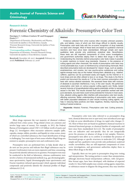 Forensic Chemistry of Alkaloids: Presumptive Color Test