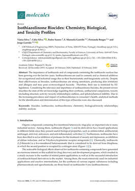 Isothiazolinone Biocides: Chemistry, Biological, and Toxicity Proﬁles