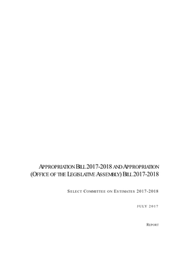 (Office of the Legislative Assembly) Bill 2017-2018