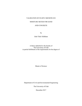 Validation of In-Situ Microwave Moisture Meter