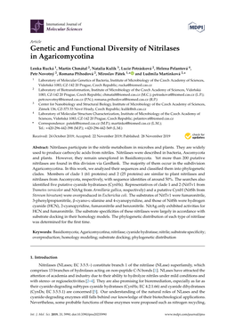 Genetic and Functional Diversity of Nitrilases in Agaricomycotina