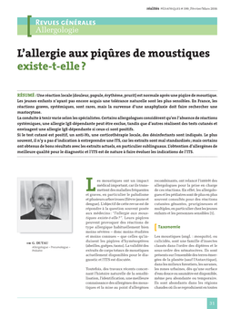 L'allergie Aux Piqûres De Moustiques Existe-T-Elle ?