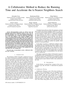 A Collaborative Method to Reduce the Running Time and Accelerate the K-Nearest Neighbors Search