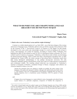 Downloaded from Brill.Com09/27/2021 11:31:20AM Via Free Access What to Do When You Are Unhappy with Language Areas but You Do Not Want to Quit 113