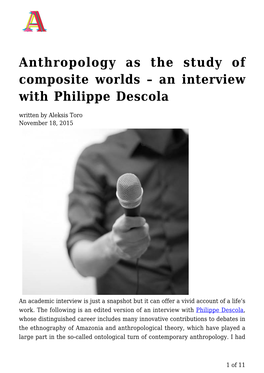 An Interview with Philippe Descola Written by Aleksis Toro November 18, 2015
