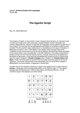 The Ugaritic Script