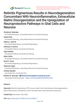 Retinitis Pigmentosa Results in Neurodegeneration