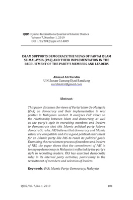 Pas) and Their Implementation in the Recruitment of the Party’S Members and Leaders