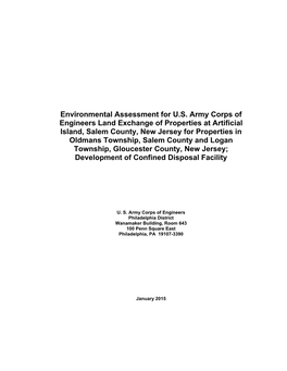 Environmental Assessment for US Army Corps of Engineers Land Exchange of Properties at Artificial Island, Salem Co